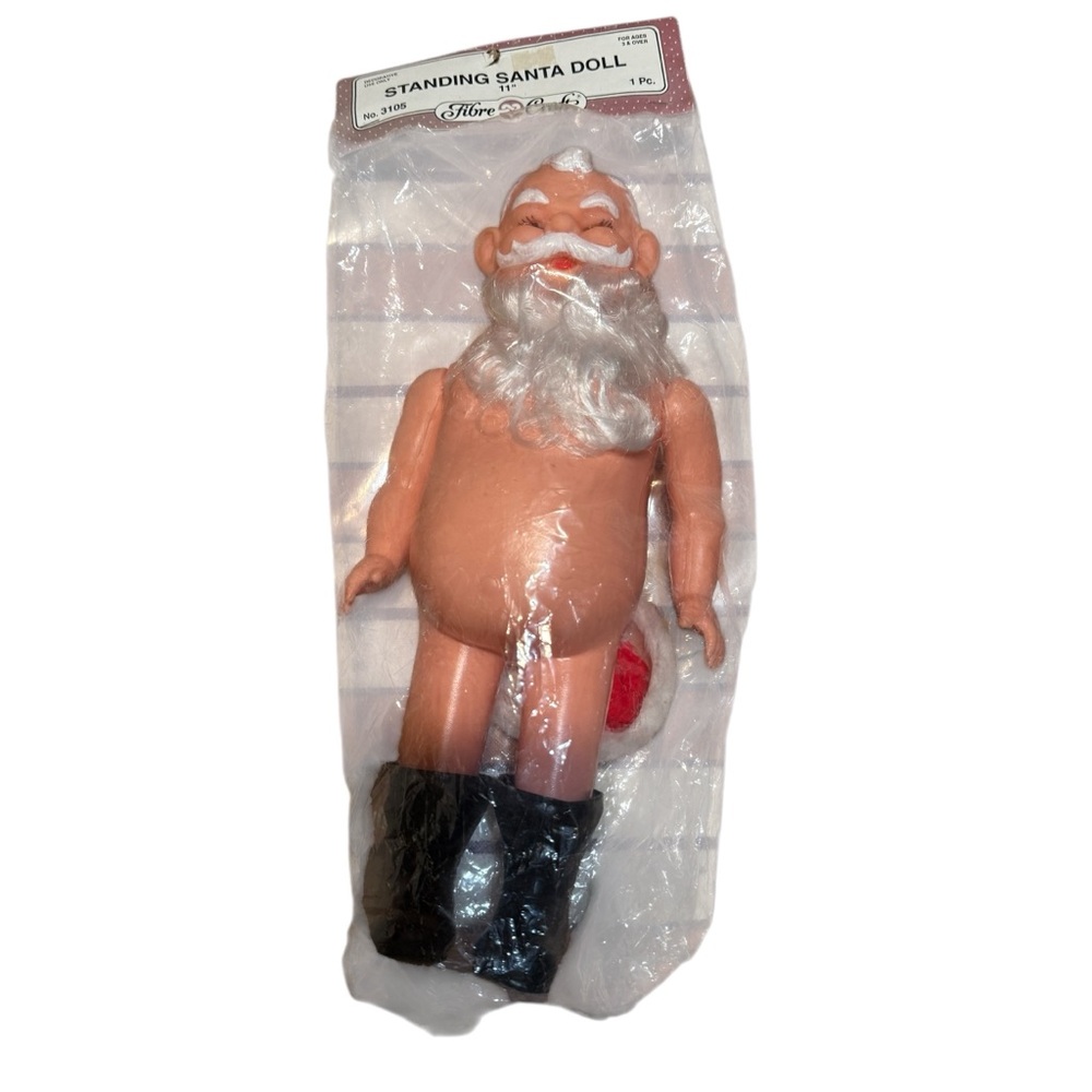 Vintage Darice Holiday Trimmings hard plastic Santa Claus Doll 11.5” Boots Hat